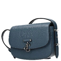 حقيبة كتف من الجلد الأزرق