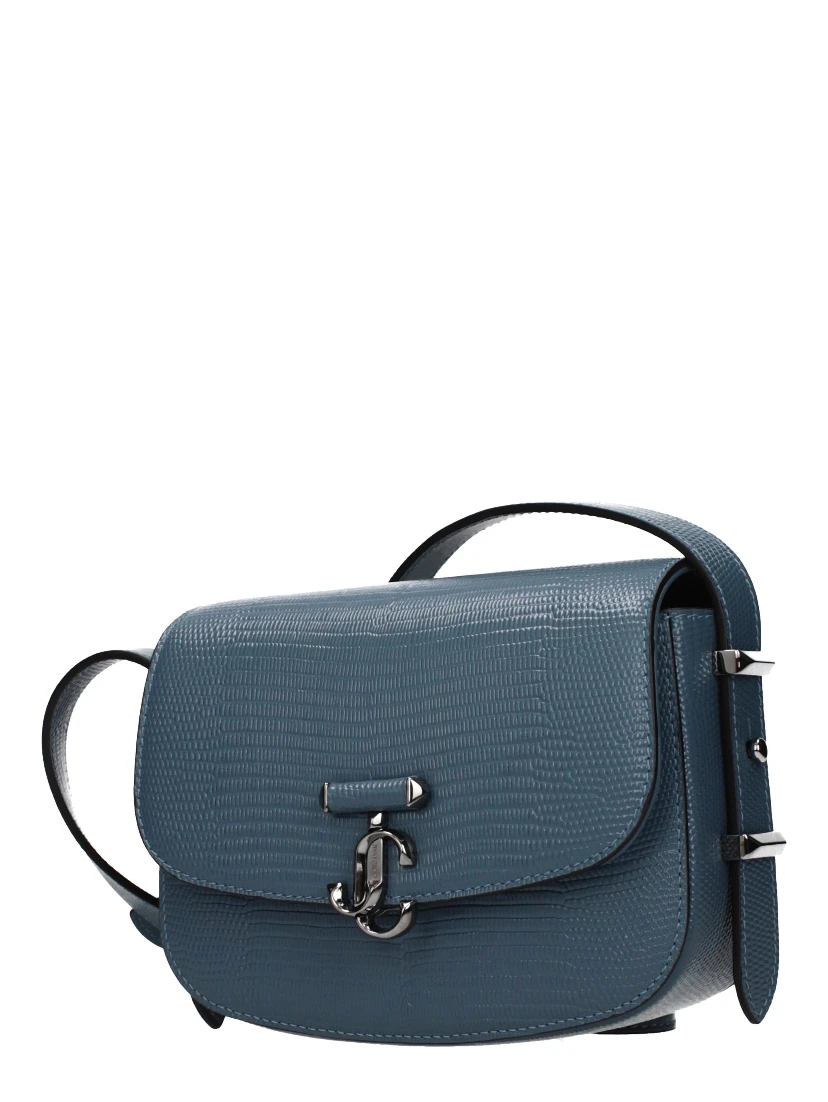 حقيبة كتف من الجلد الأزرق