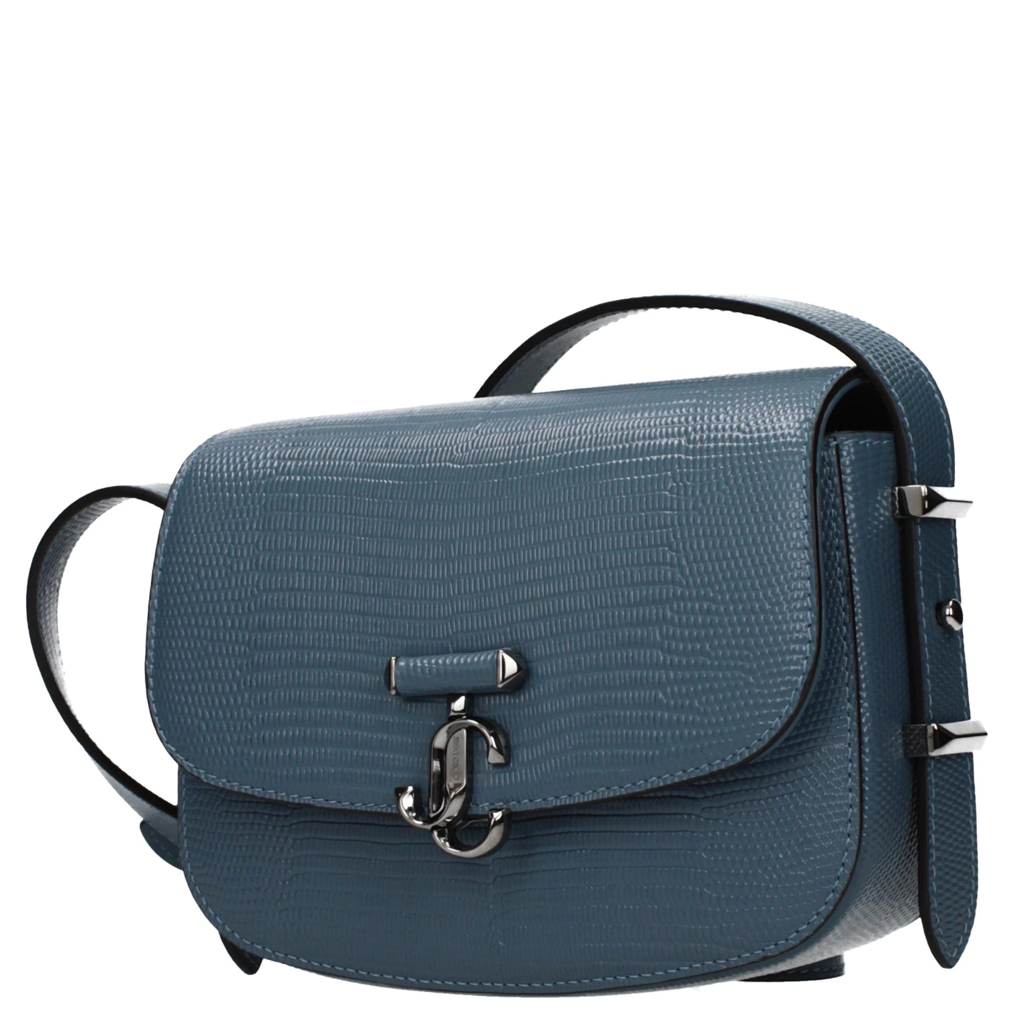 حقيبة كتف من الجلد الأزرق