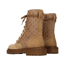 حذاء كاحل من الجلد البني