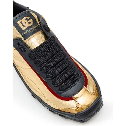 Gold Leather Low Top Sneakers