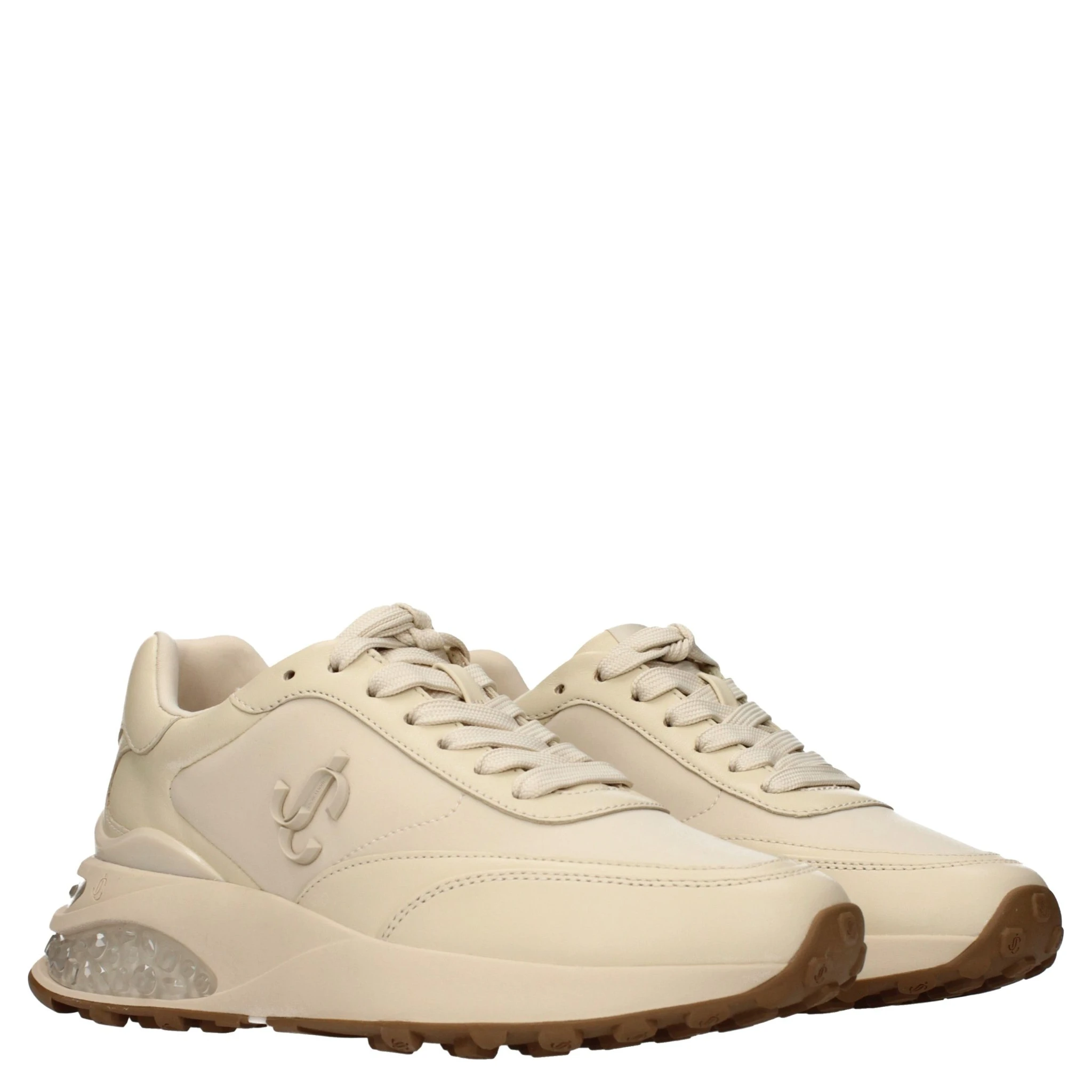 حذاء رياضي سميك من القماش البيج