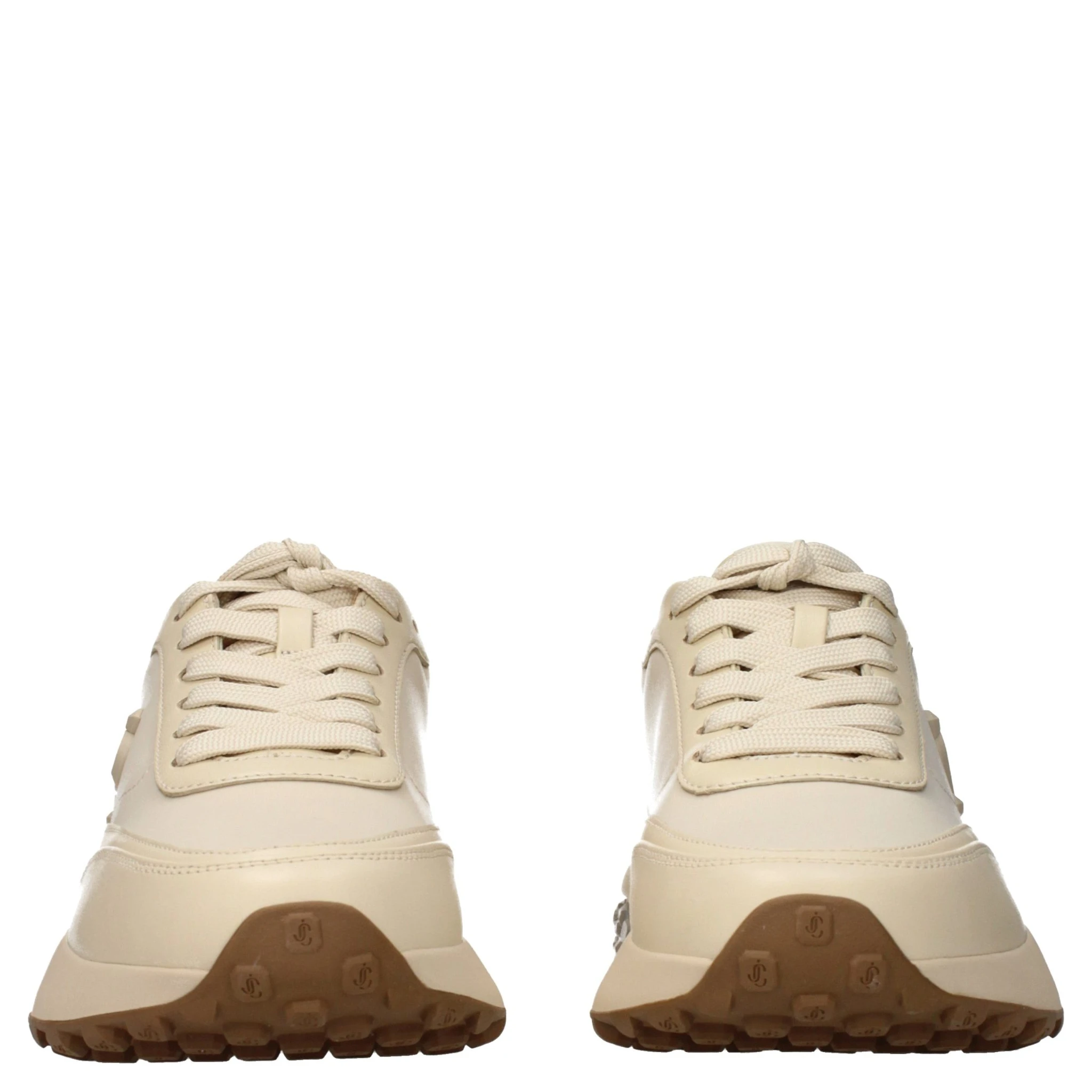 حذاء رياضي سميك من القماش البيج