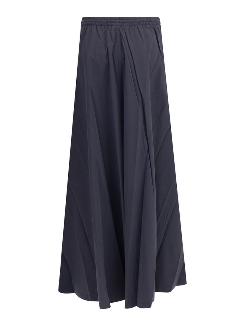 Blue Polyester Long Skirt