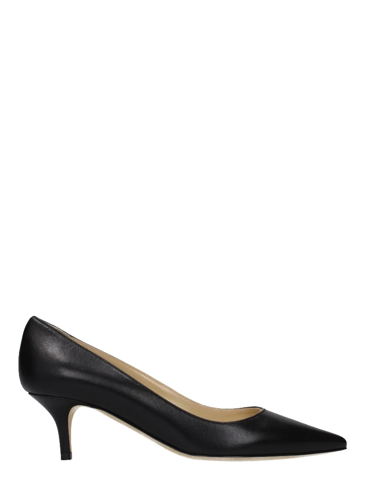 حذاء بكعب متوسط من الجلد الأسود