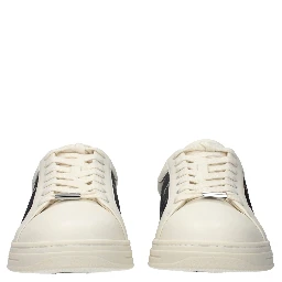 Beige Leather Low Top Sneakers