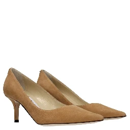 حذاء بكعب متوسط من الجلد البني