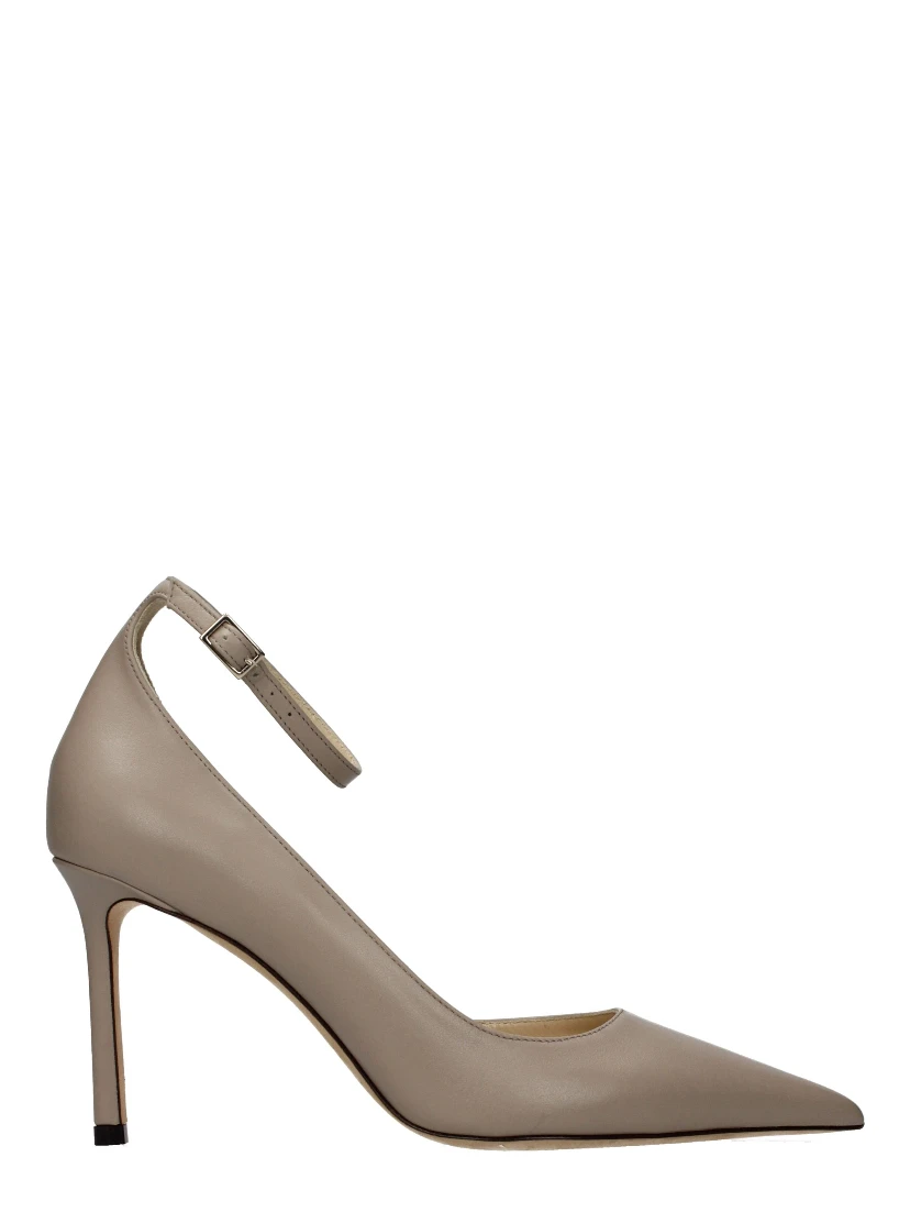 حذاء بكعب عالٍ من الجلد الرمادي