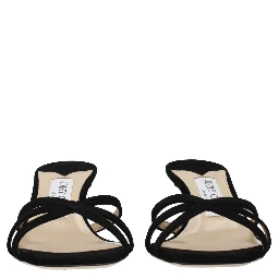 صندل أسود بكعب ستيليتو من الجلد