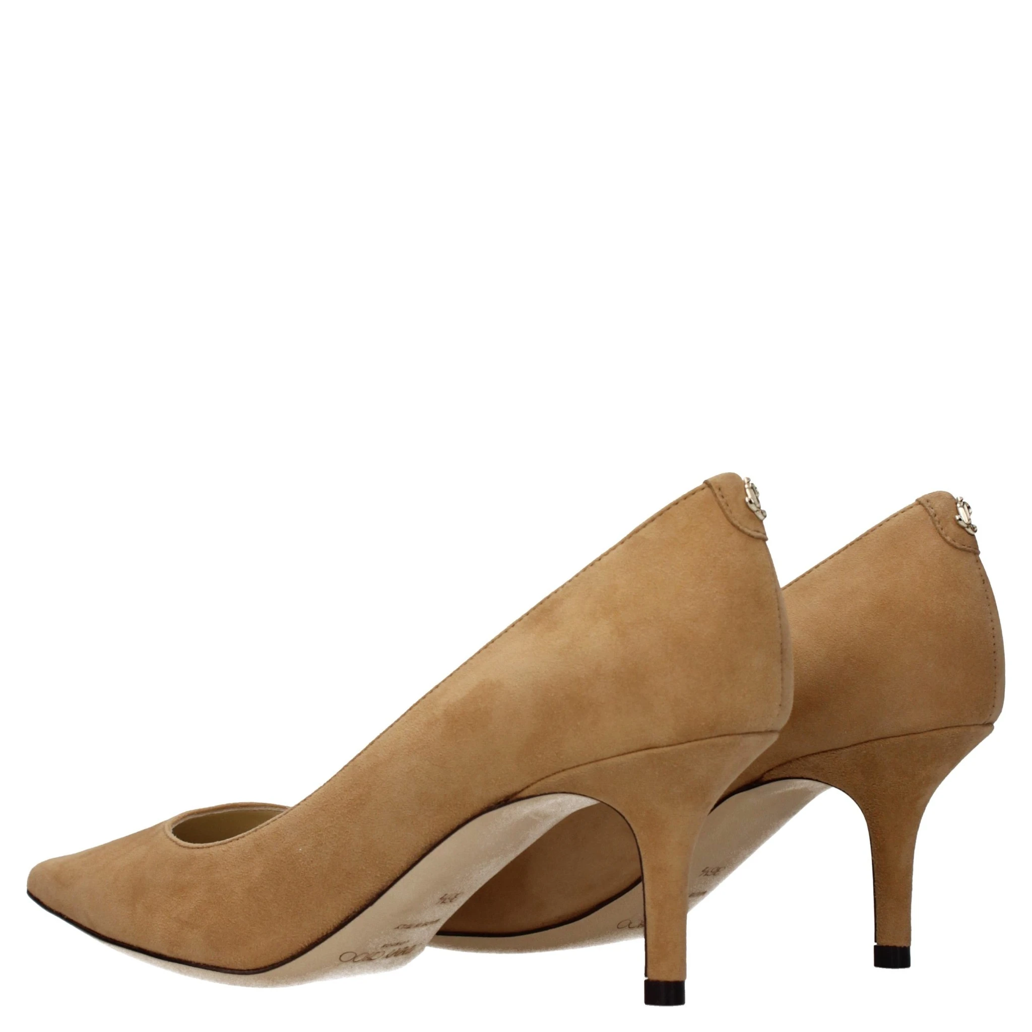 حذاء بكعب متوسط من الجلد البني