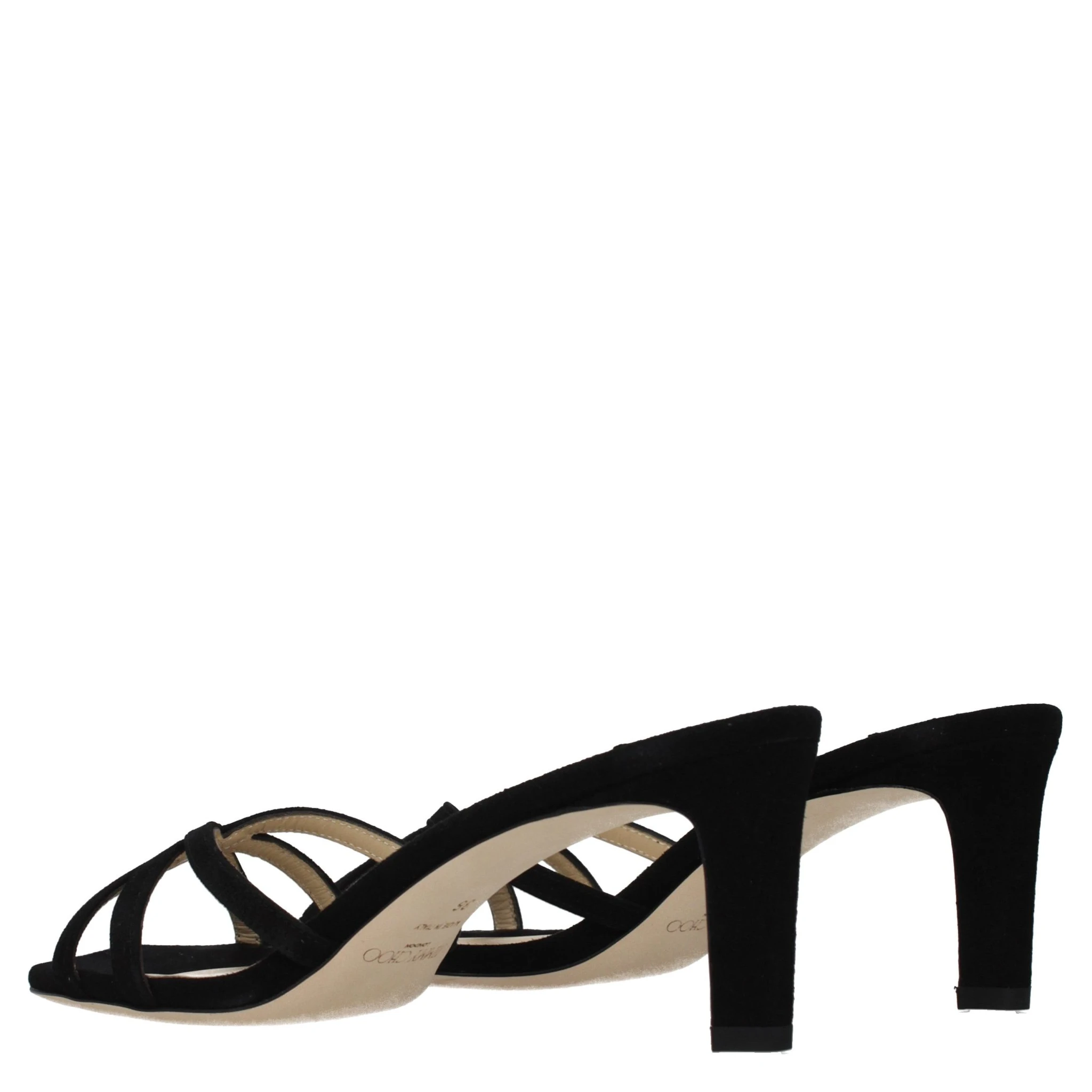 صندل أسود بكعب ستيليتو من الجلد