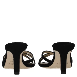 صندل أسود بكعب ستيليتو من الجلد