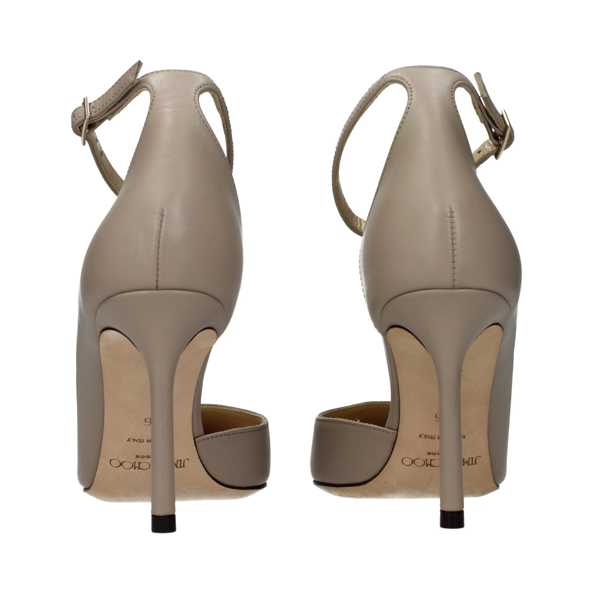 حذاء بكعب عالٍ من الجلد الرمادي