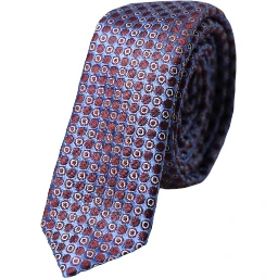 Blue Purple Patterned Silk Adjustable Men Tie
