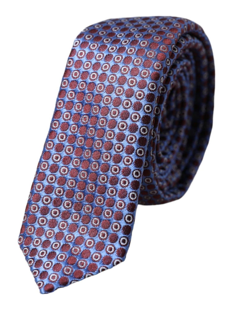 Blue Purple Patterned Silk Adjustable Men Tie
