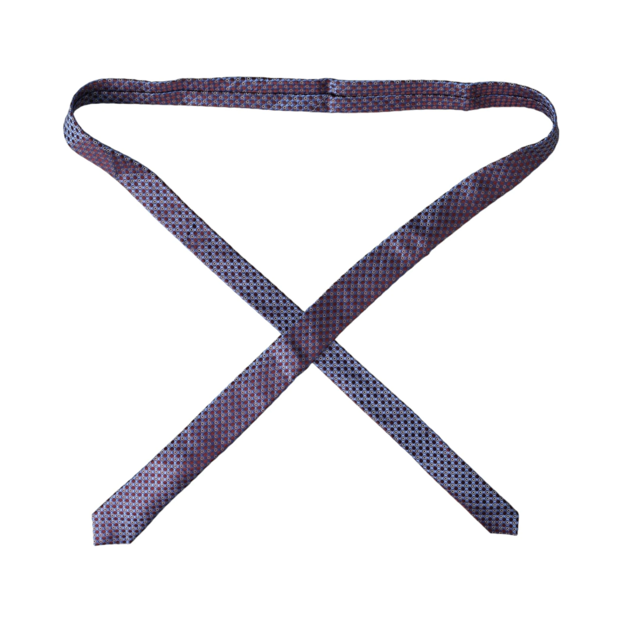 Blue Purple Patterned Silk Adjustable Men Tie