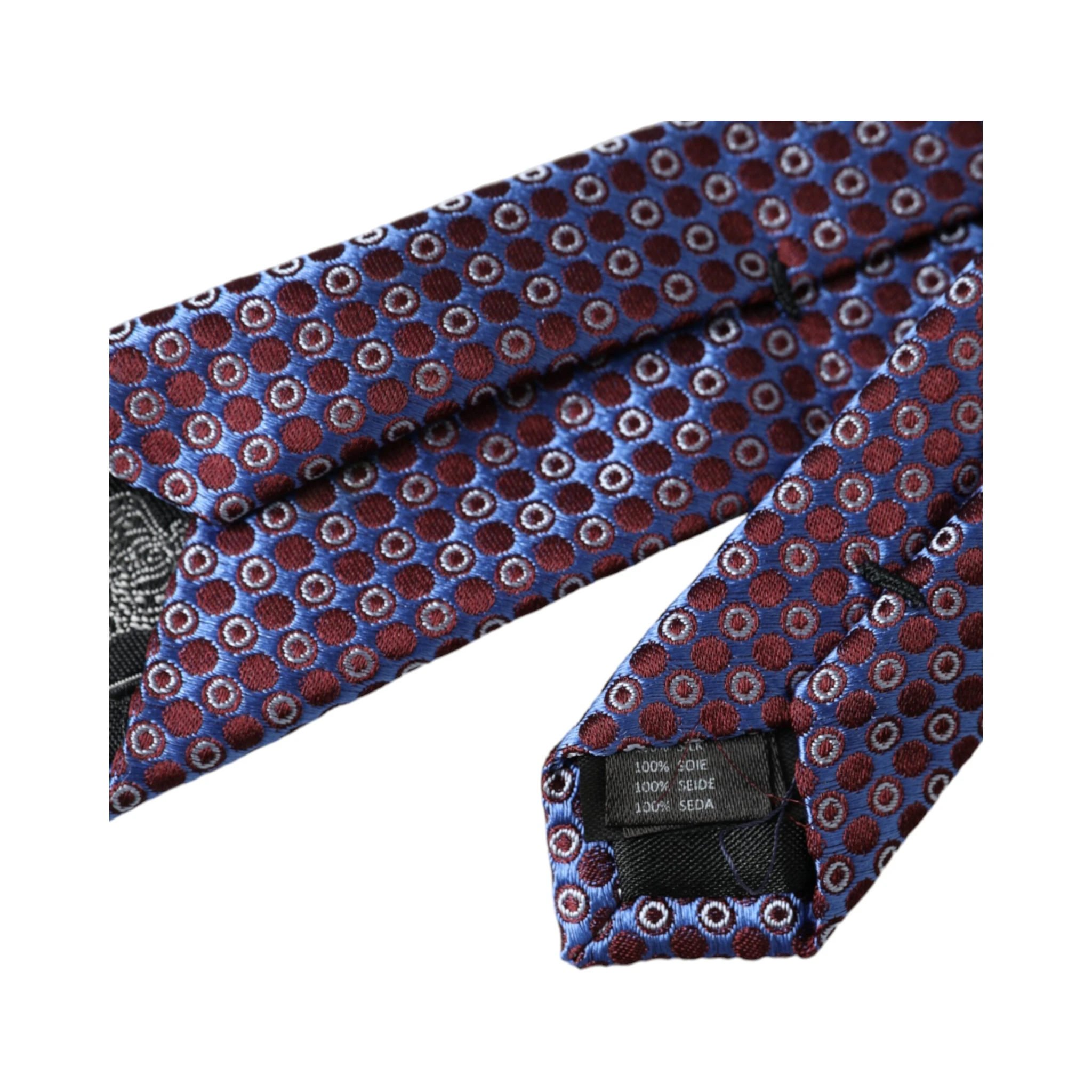 Blue Purple Patterned Silk Adjustable Men Tie