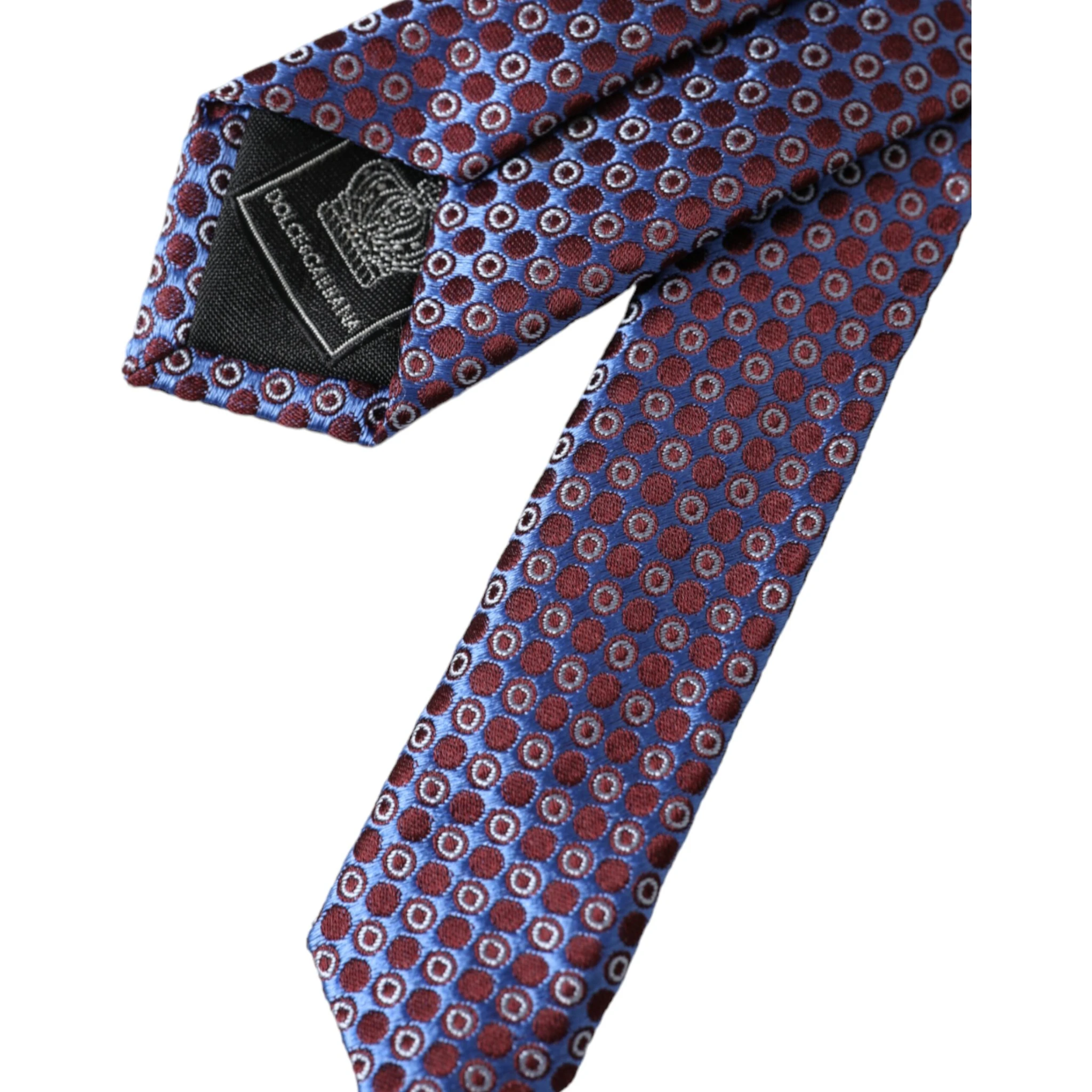 Blue Purple Patterned Silk Adjustable Men Tie