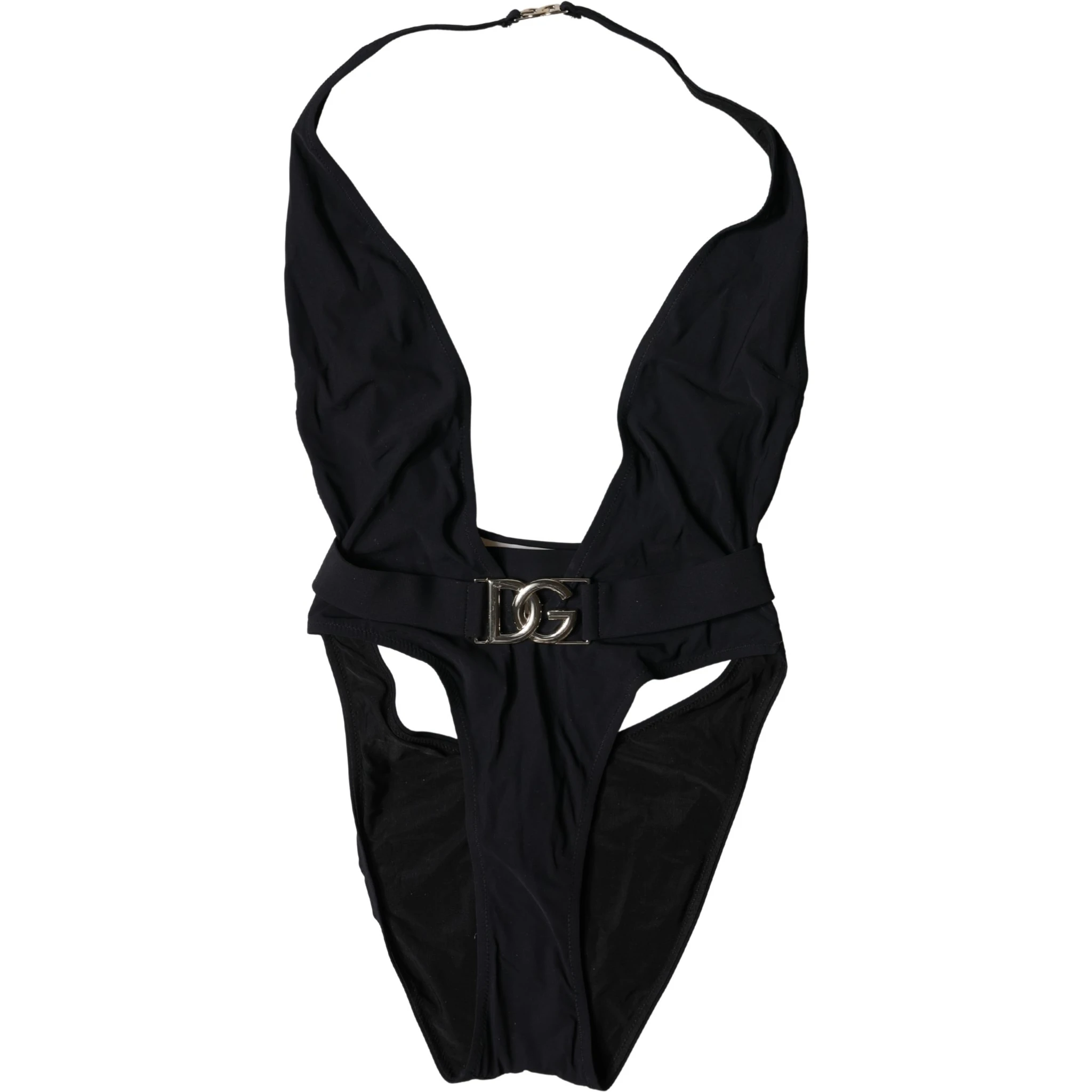 Black DG Nylon One-Piece Swimsuit Swimwear
