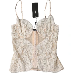 Beige Floral Lace Corset Lingerie Underwear