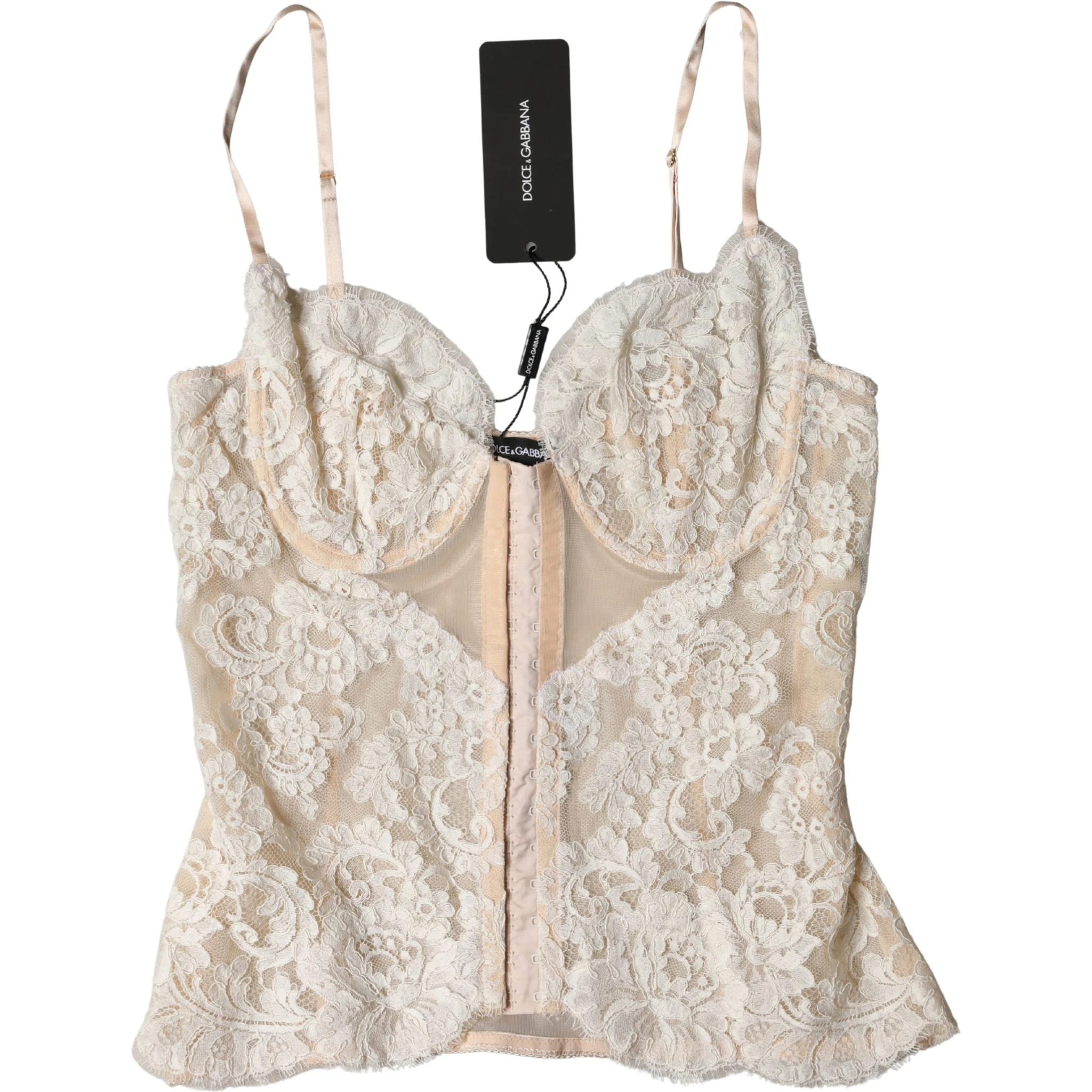 Beige Floral Lace Corset Lingerie Underwear