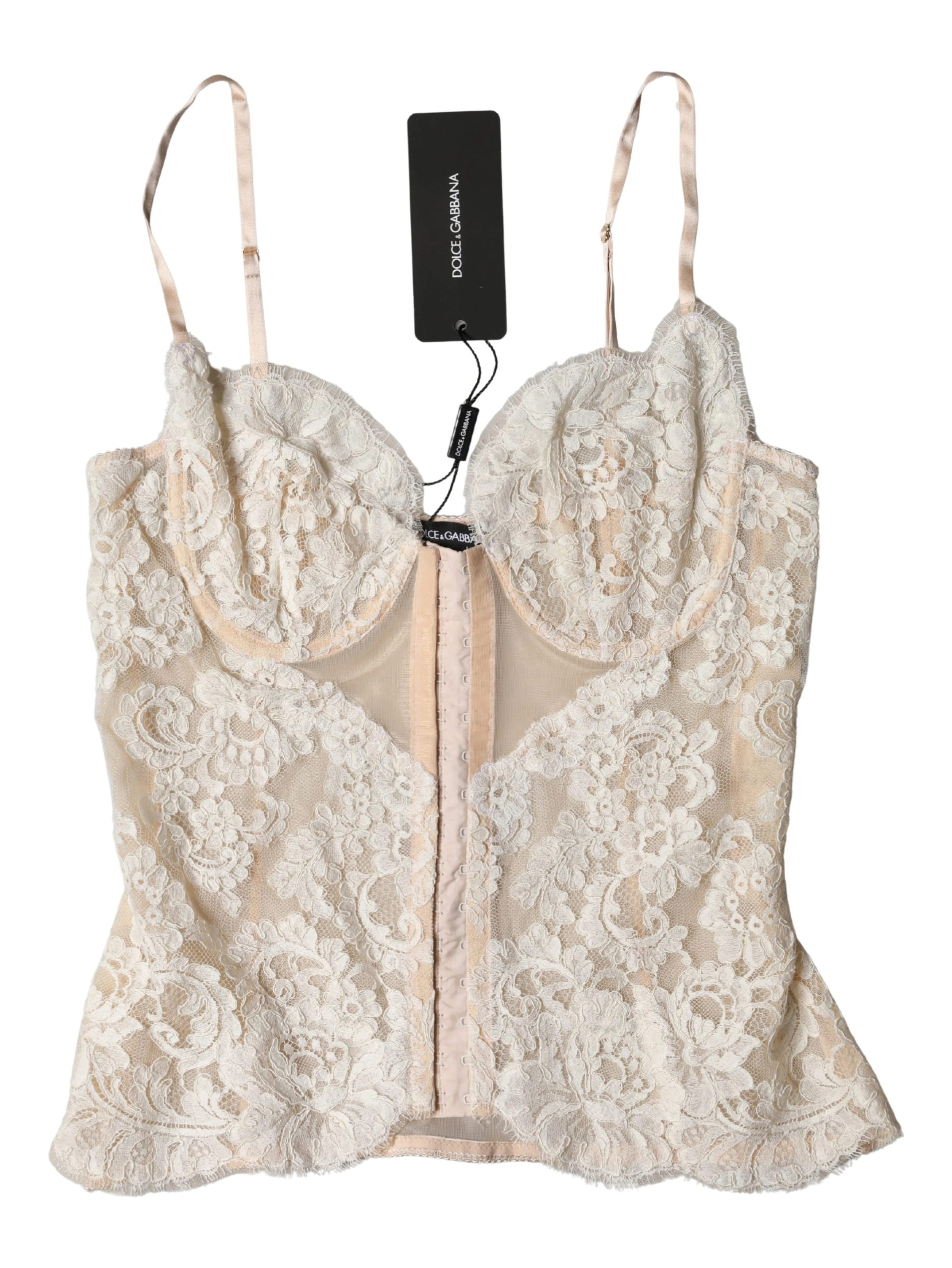 Beige Floral Lace Corset Lingerie Underwear