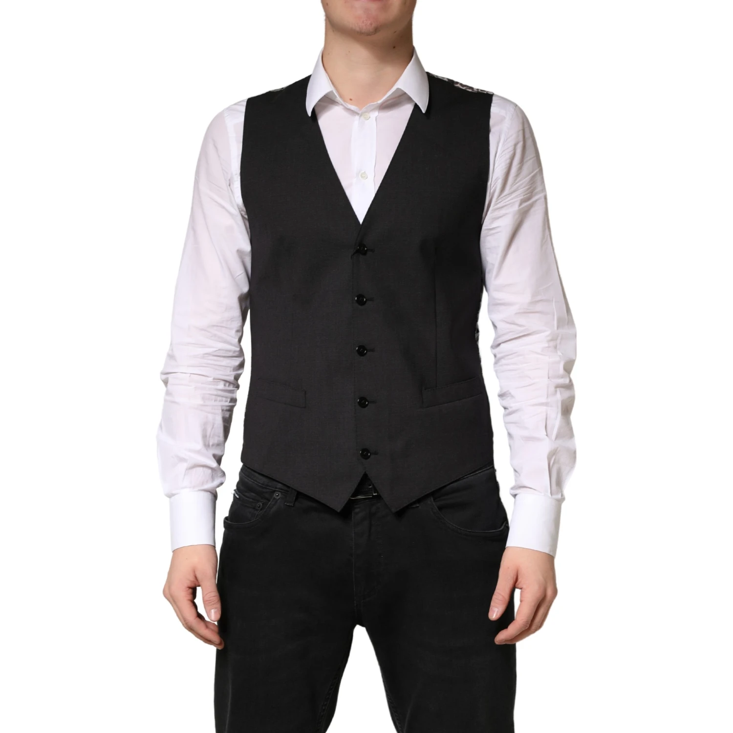 Black Wool Dress Men Formal Waistcoat Vest