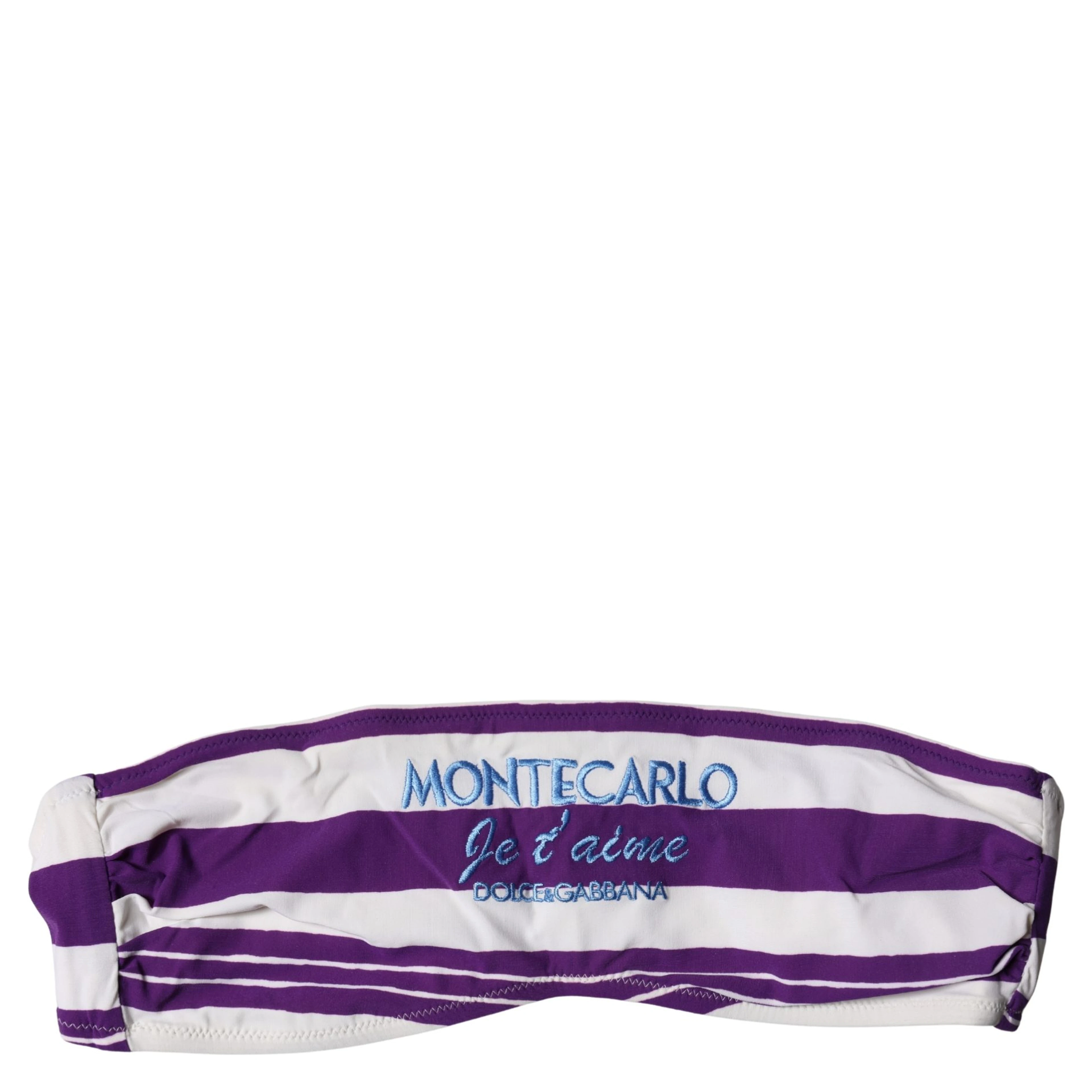 Purple White Stripes Nylon Bandeau Swimwear