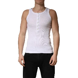 White Sleeveless Round Neck Tank Top T-shirt
