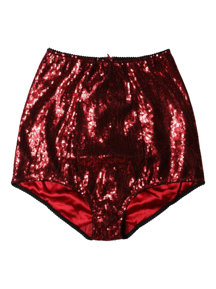 Red Sequin Embellished High Waist Girdle Underwear