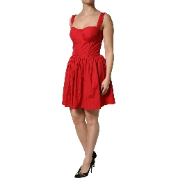 Red Cotton A-Line Sleeveless Mini Dress