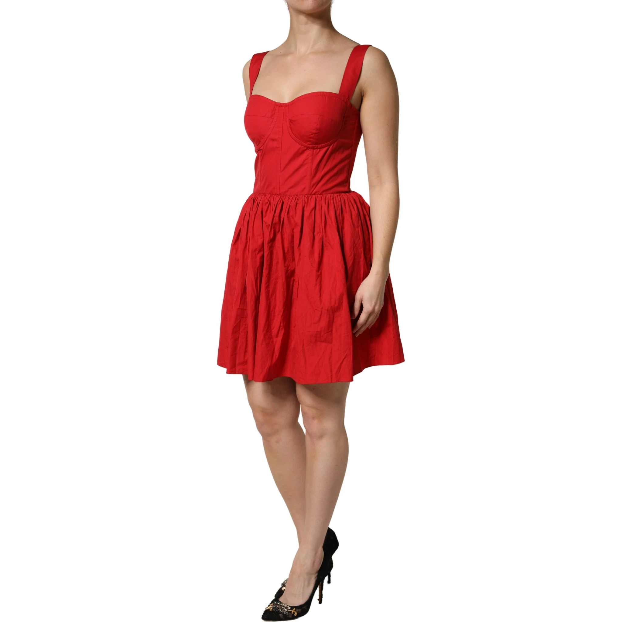 Red Cotton A-Line Sleeveless Mini Dress