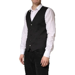 Black Wool Dress Men Formal Waistcoat Vest
