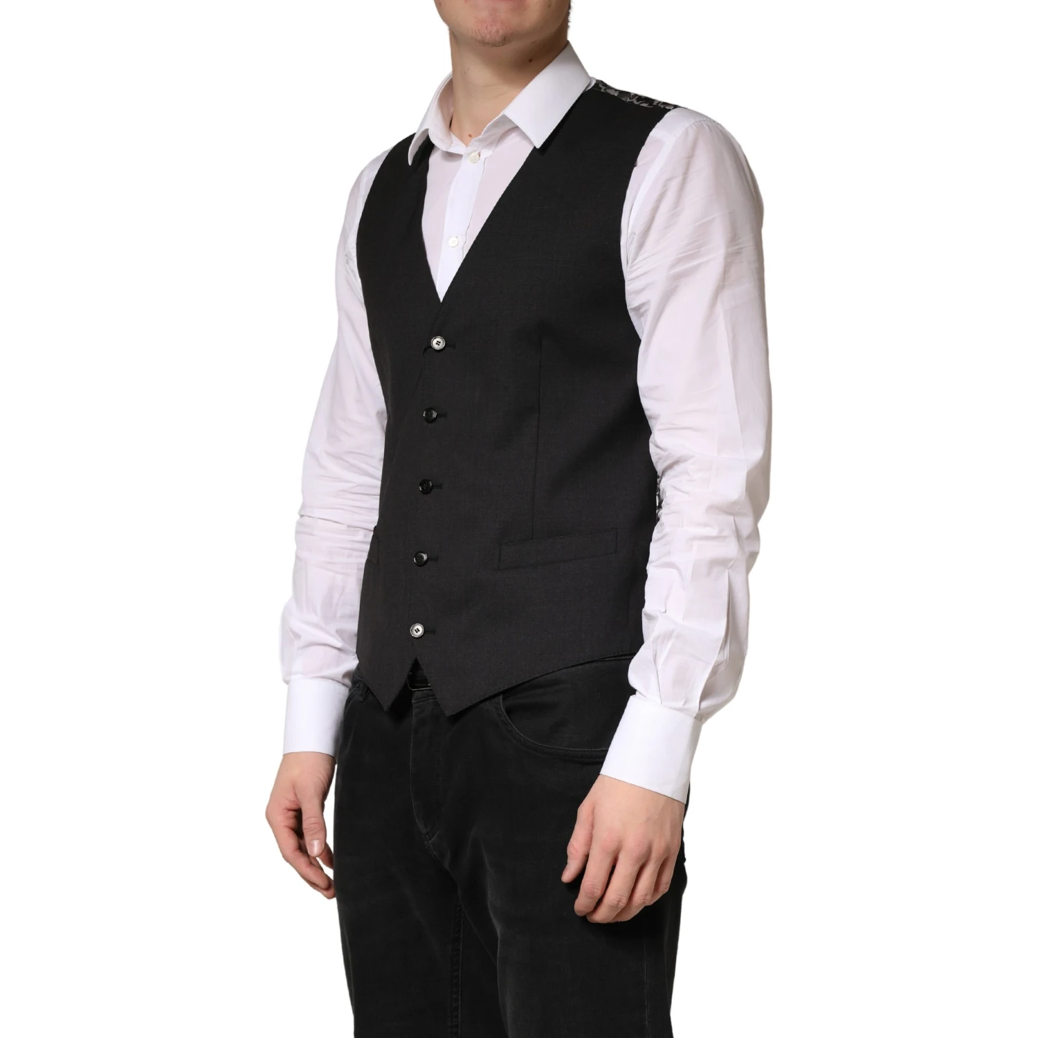Black Wool Dress Men Formal Waistcoat Vest