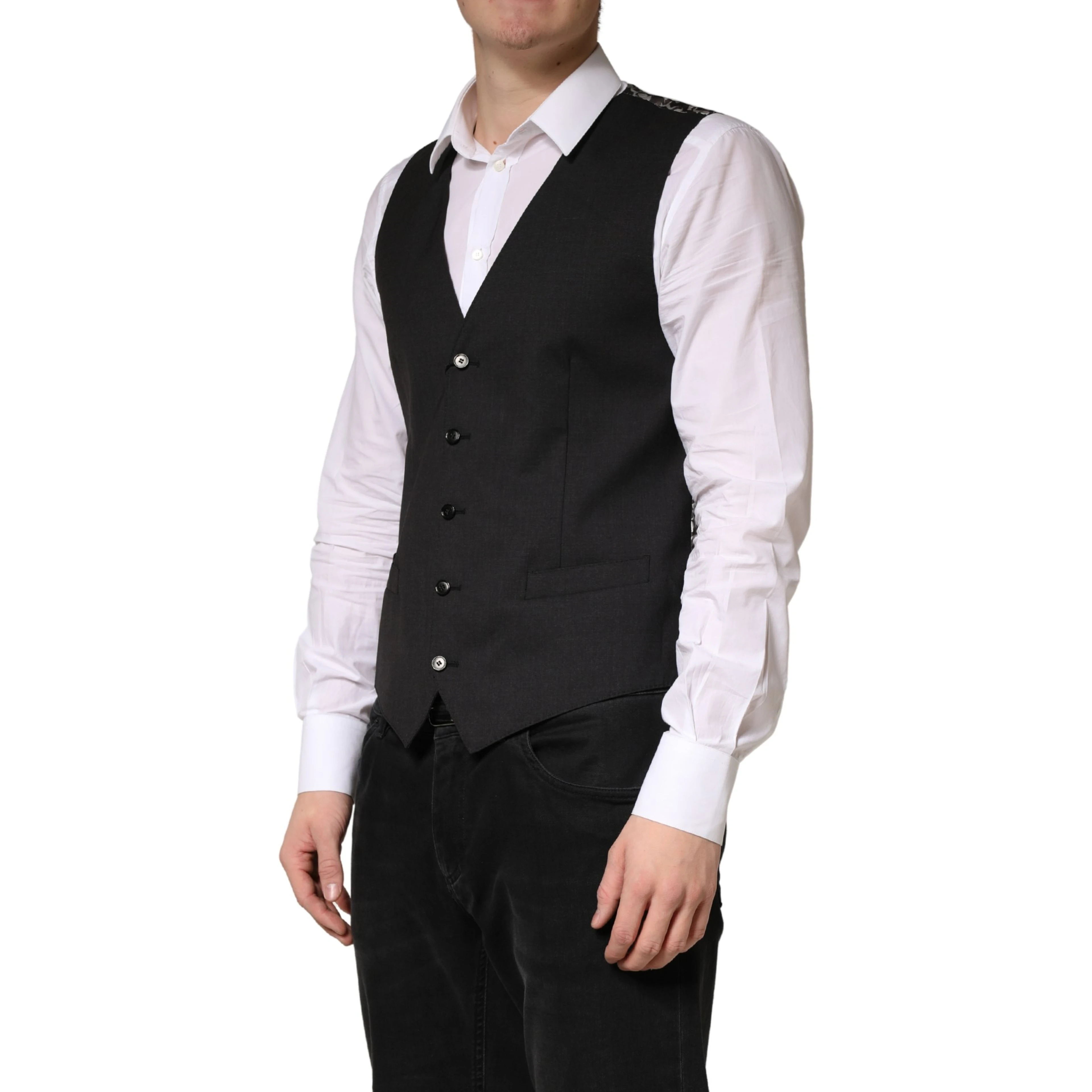 Black Wool Dress Men Formal Waistcoat Vest