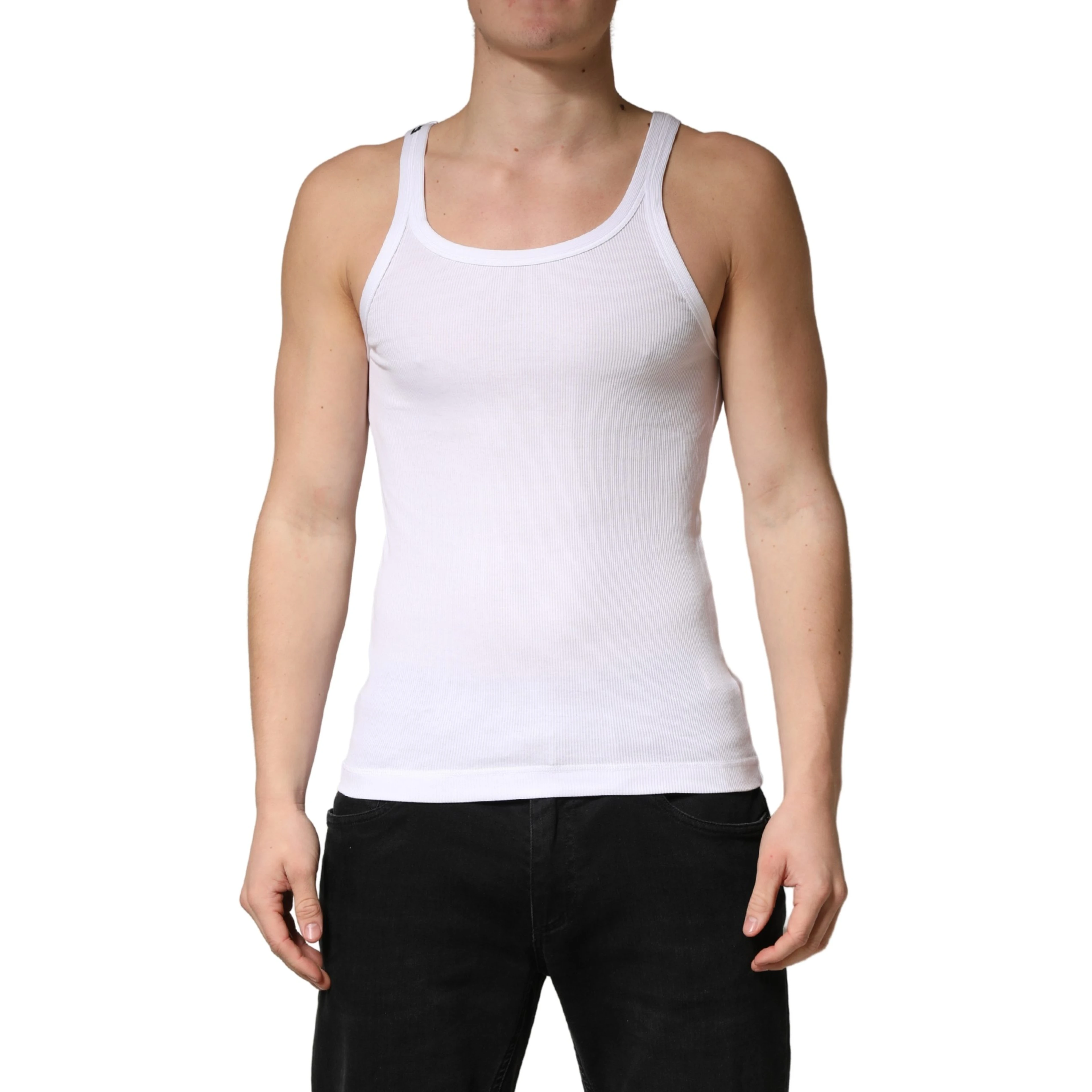 White Sleeveless Round Neck Tank Top T-shirt