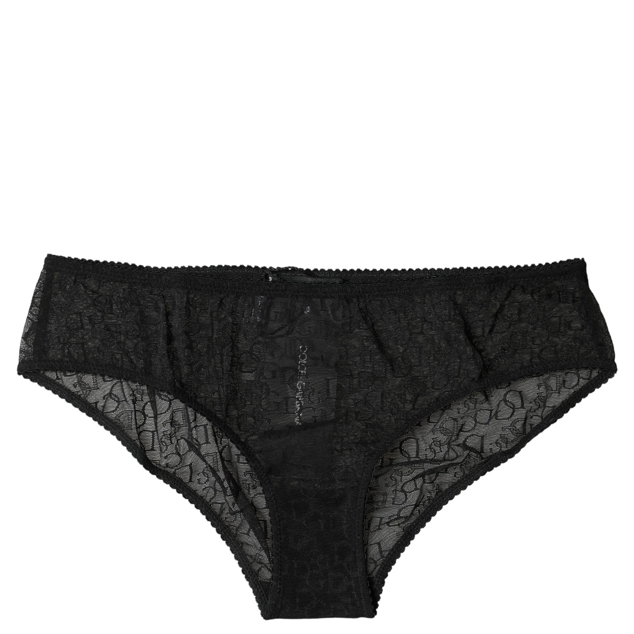 Black Nylon Stretch Mid Waist Brief Underwear
