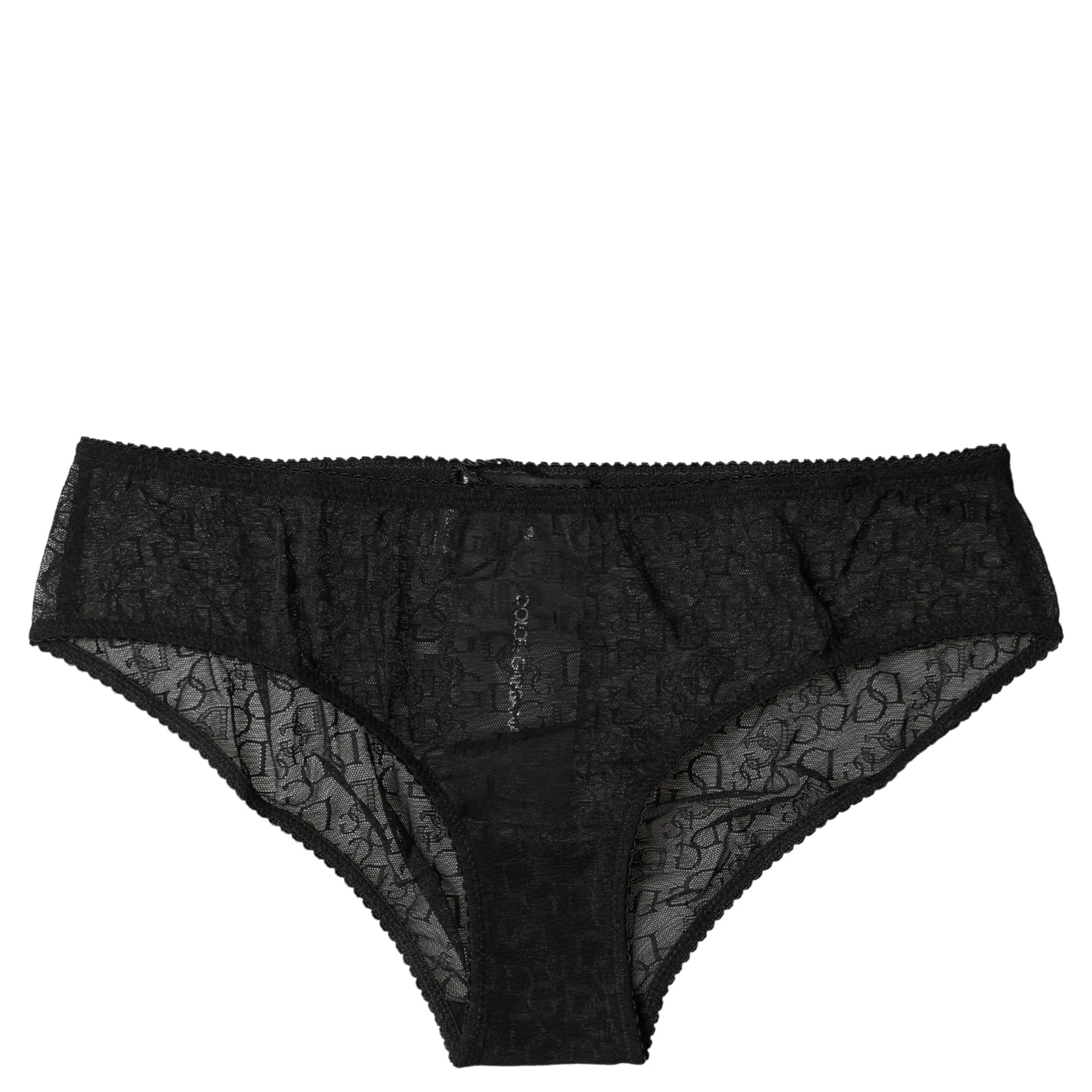 Black Nylon Stretch Mid Waist Brief Underwear