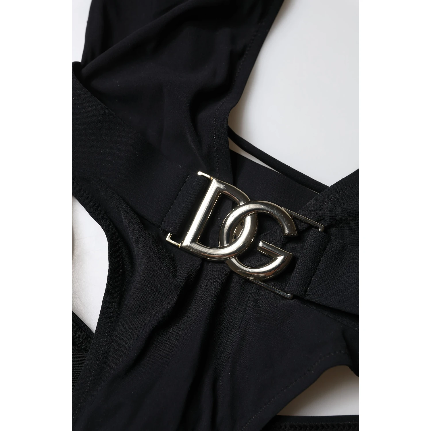 Black DG Nylon One-Piece Swimsuit Swimwear
