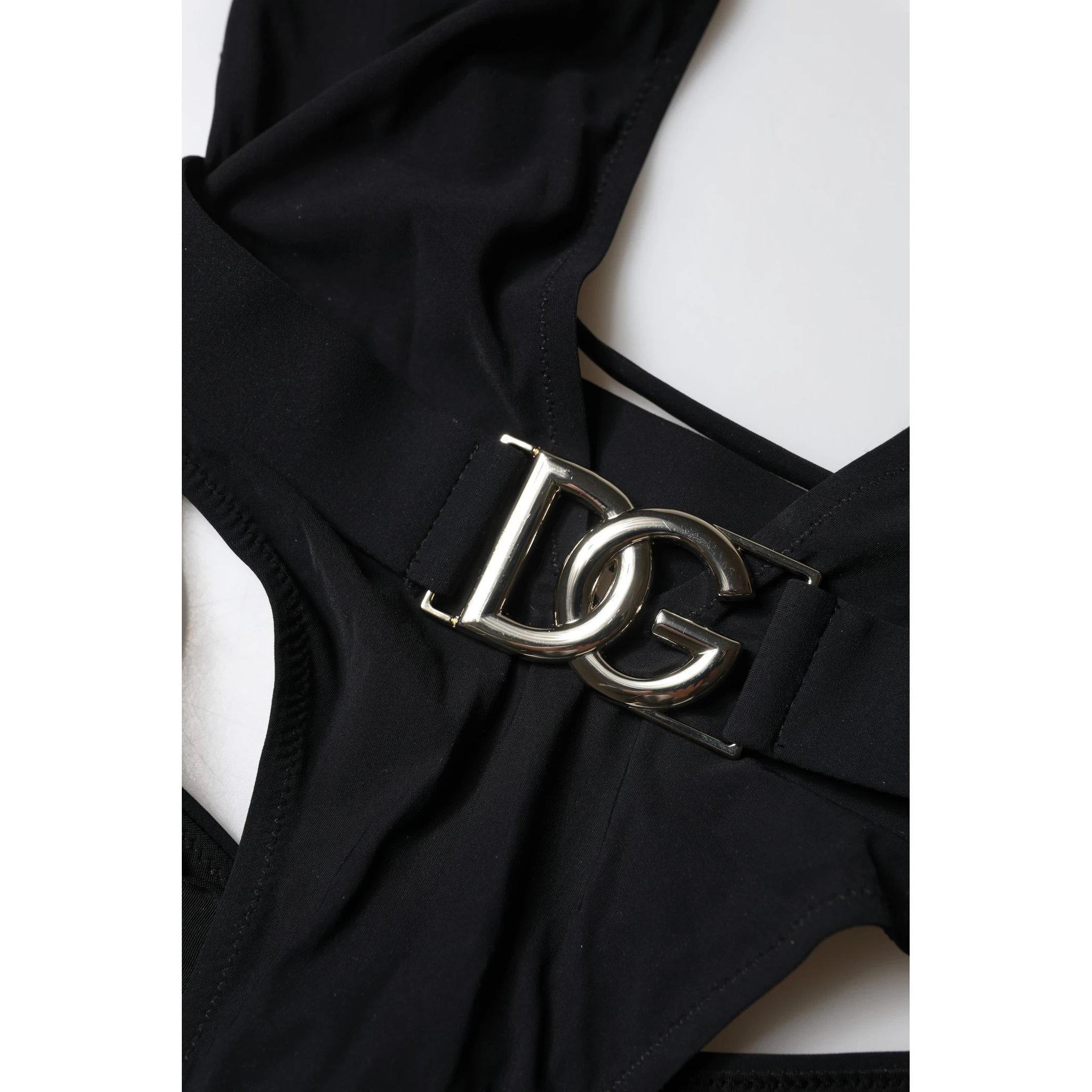 Black DG Nylon One-Piece Swimsuit Swimwear