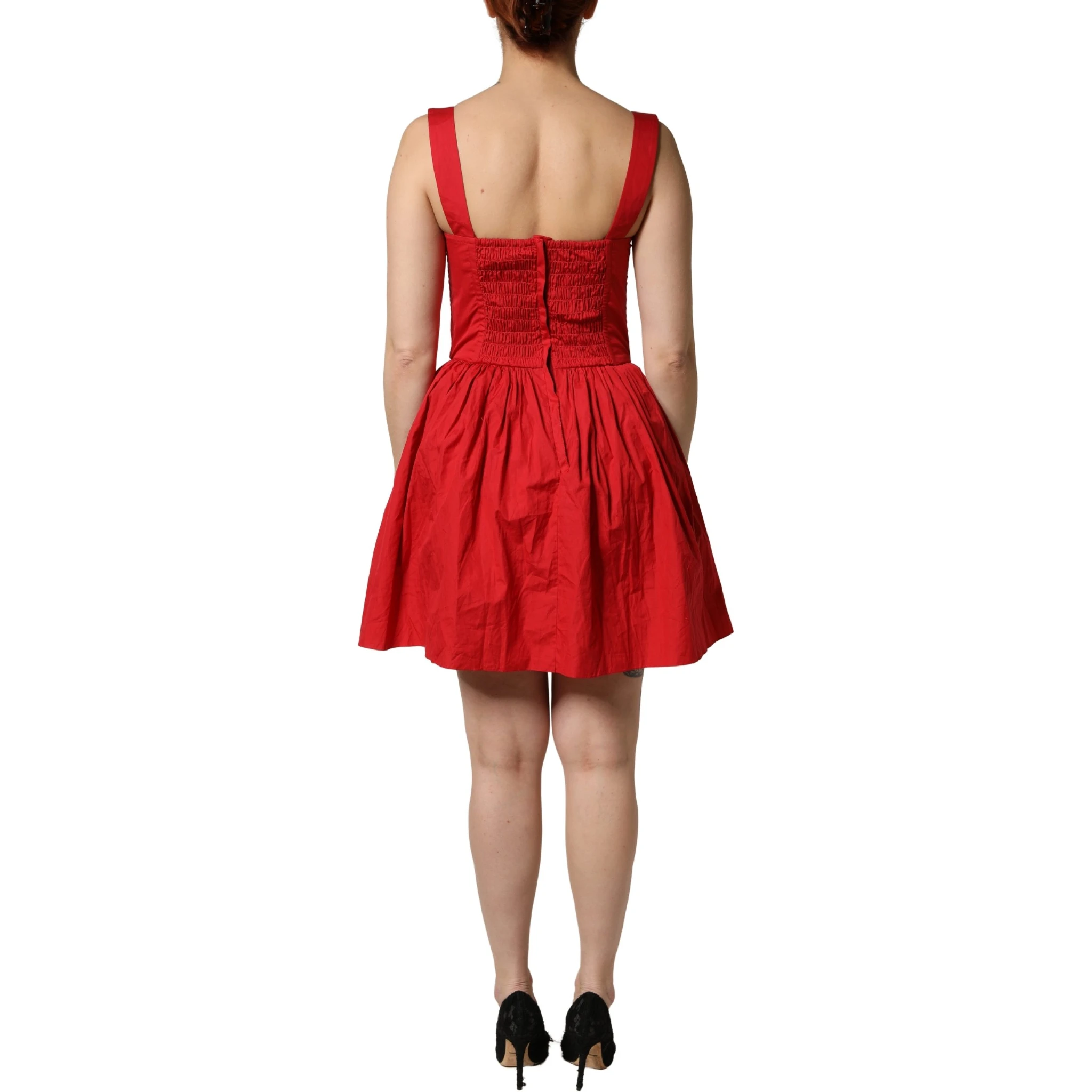 Red Cotton A-Line Sleeveless Mini Dress