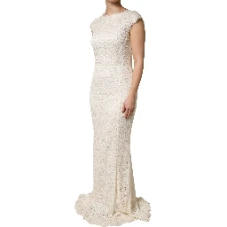 White Lace Viscose Sheath Long Gown Dress
