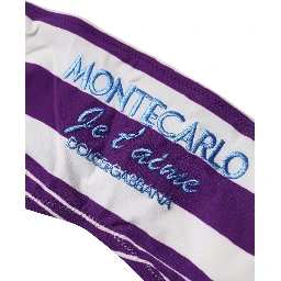Purple White Stripes Nylon Bandeau Swimwear