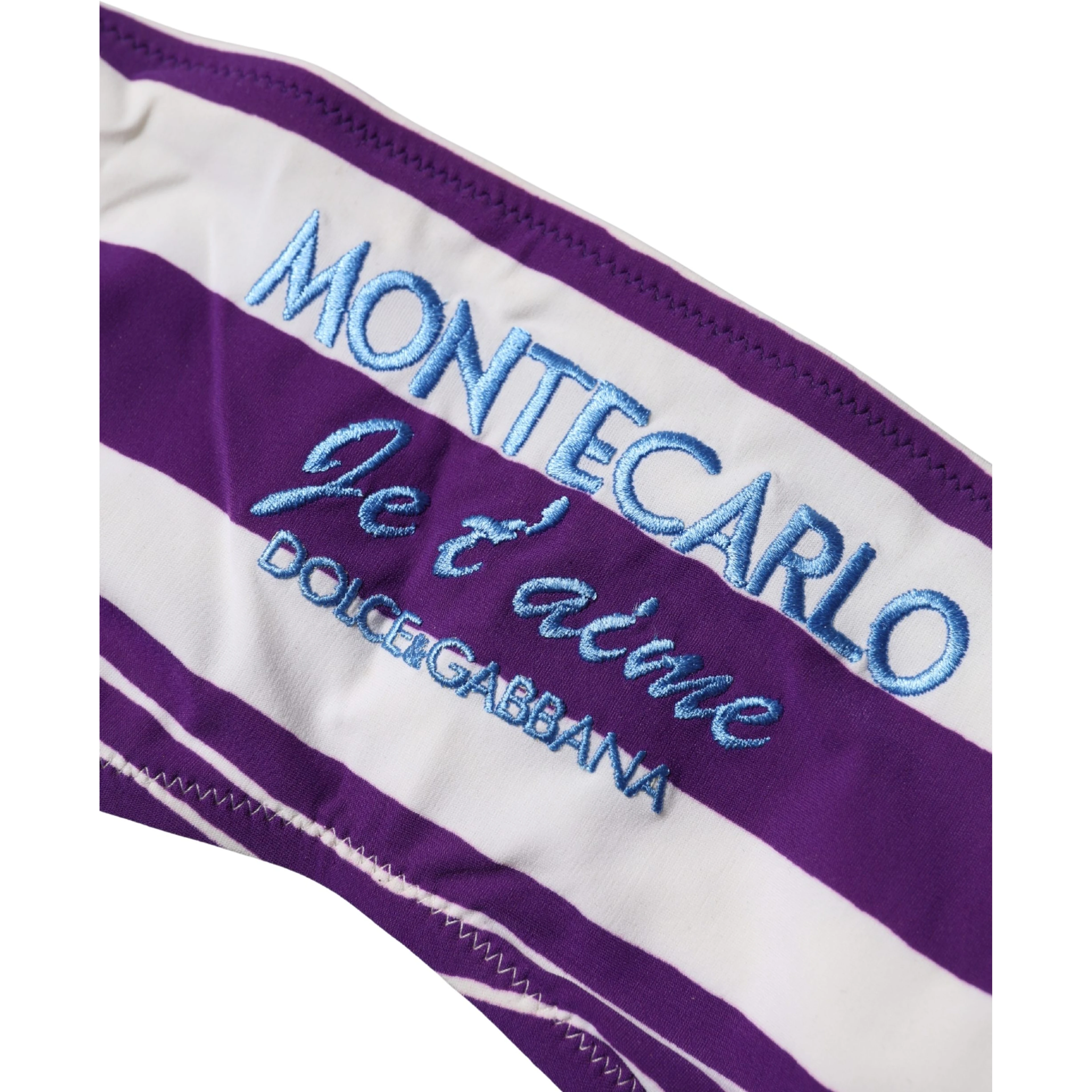 Purple White Stripes Nylon Bandeau Swimwear