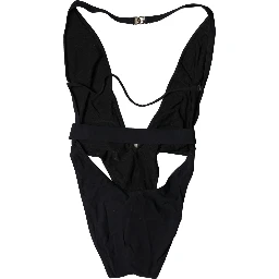 Black DG Nylon One-Piece Swimsuit Swimwear