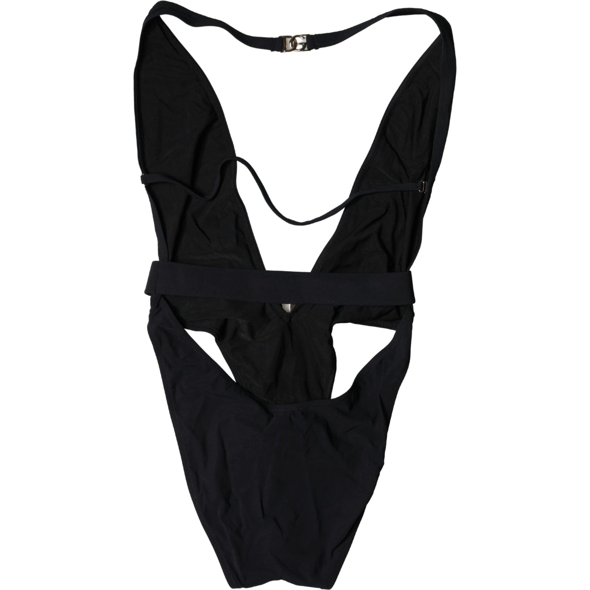 Black DG Nylon One-Piece Swimsuit Swimwear