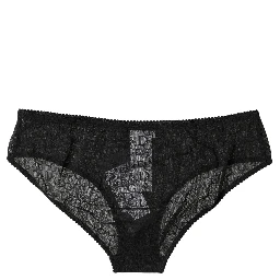 Black Nylon Stretch Mid Waist Brief Underwear