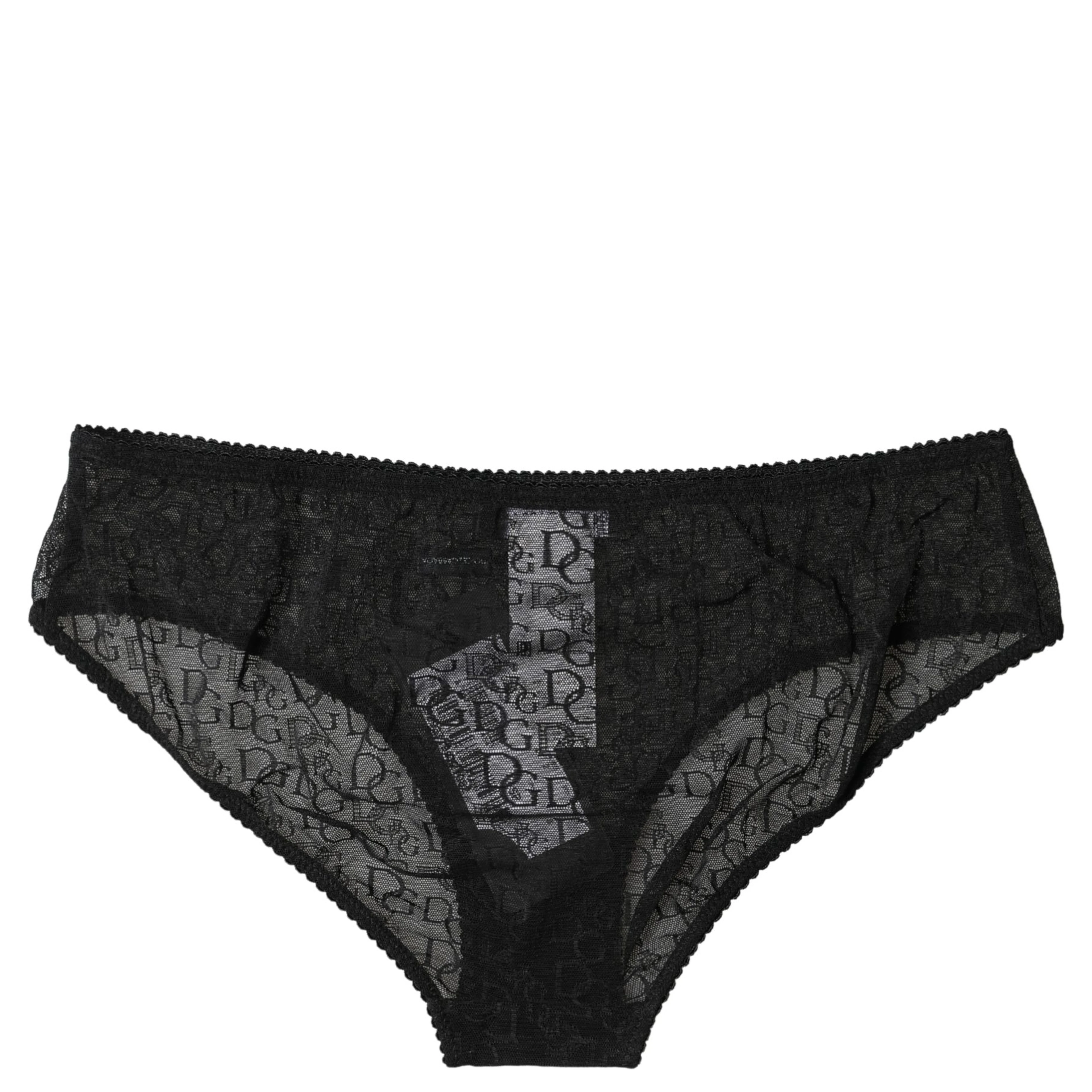Black Nylon Stretch Mid Waist Brief Underwear