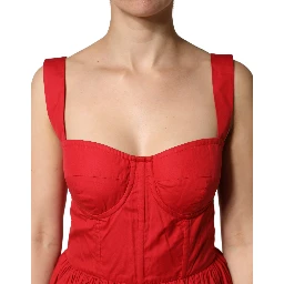 Red Cotton A-Line Sleeveless Mini Dress