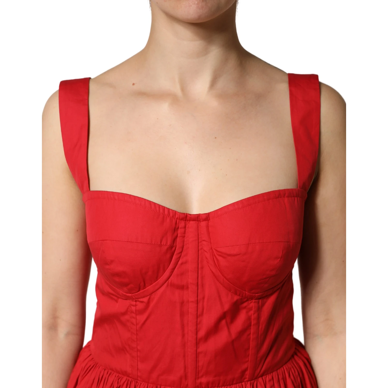 Red Cotton A-Line Sleeveless Mini Dress